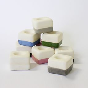Aromatizador Cerâmica   Cubo Branco