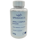 Frasco-de-Argila-Complex-Acalma-Spa-Basics-de-200g-com-ingredientes-de-argila-branca-e-dolomita-apresentado-em-fundo-branco